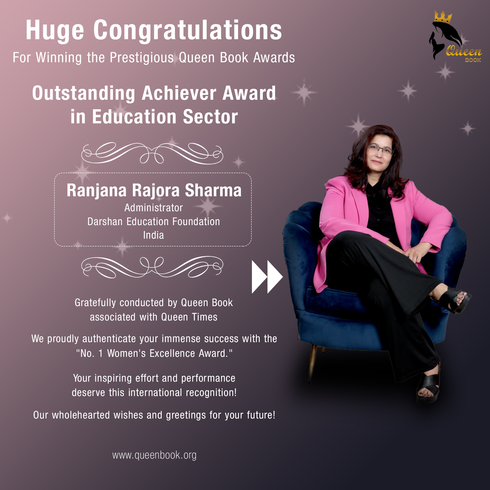 Ranjana Rajora Sharma has own Outstanding Achiever Award in Education Sector