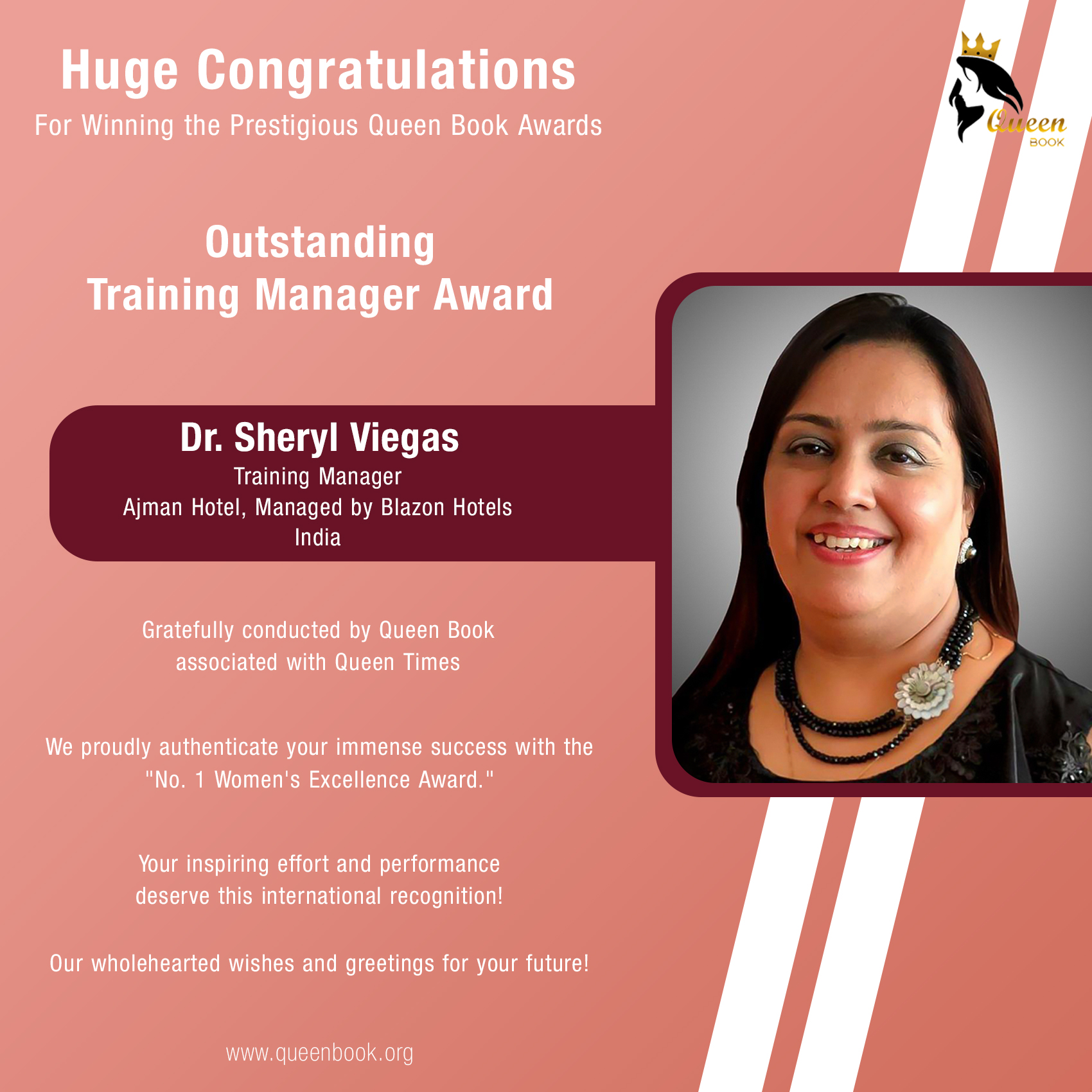 Dr. Sheryl Viegas  has own Outstanding Training Manager Award