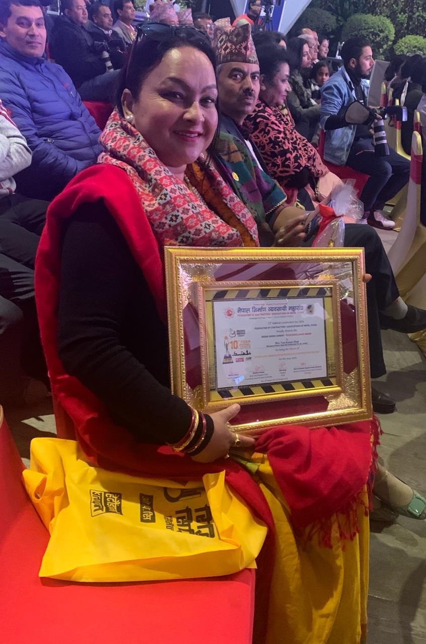 Tara Shah Has Won Outstanding Women Achiever Awards and Iron Lady of Construction businesses in Nepal